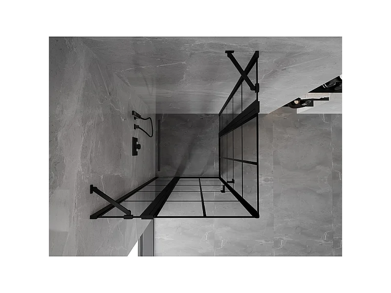 Mexen Mist Duo cabine de douche pivotante 90 x 90 cm, grille noire, noir - 8A4-090L-090P-70-77