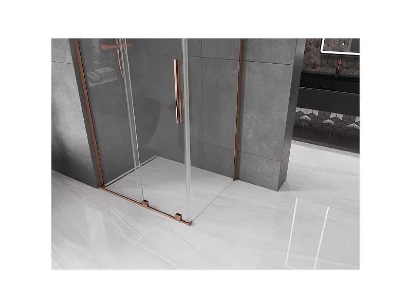 Mexen Velar L cabine de duche de correr 110 x 85 cm, transparente, ouro rosa - 871-110-085-03-60