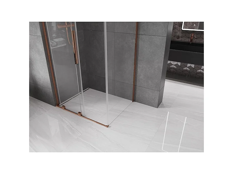 Mexen Velar L cabine de duche de correr 110 x 85 cm, transparente, ouro rosa - 871-110-085-03-60