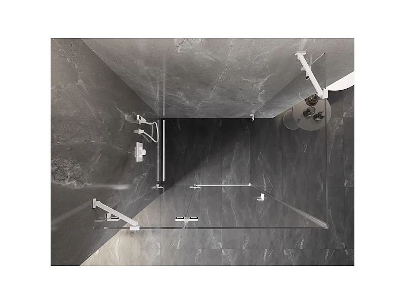 Mexen Lunar venstrehængslet brusekabine 90 x 80 cm, transparent, hvid - 834-090-080-20-00-L
