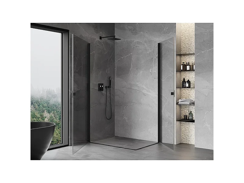 Mexen Mist-B Duo svingbar brusekabine 95 x 75 cm, transparent, sort - 8A2-095-075-70-00