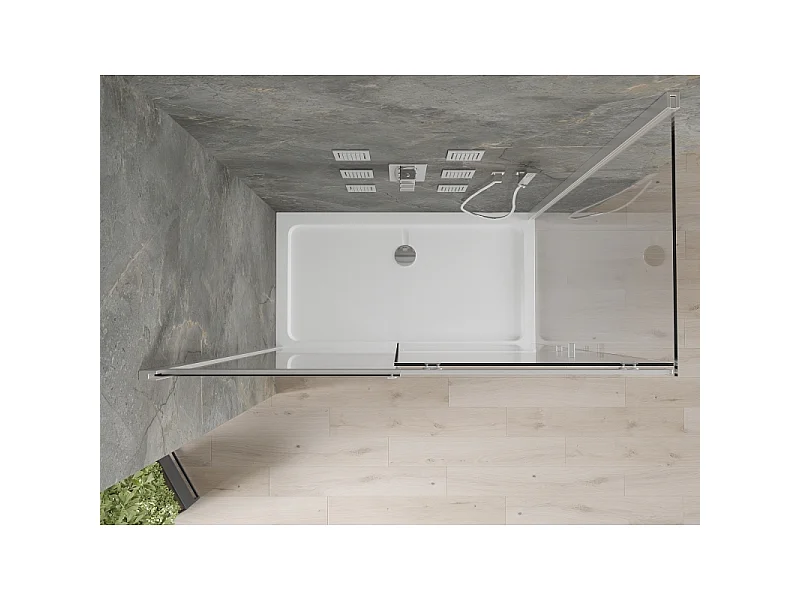 Mexen Omega kabina prysznicowa rozsuwana 140 x 80 cm, transparent, chrom + brodzik Flat - 825-140-080-01-00-4010