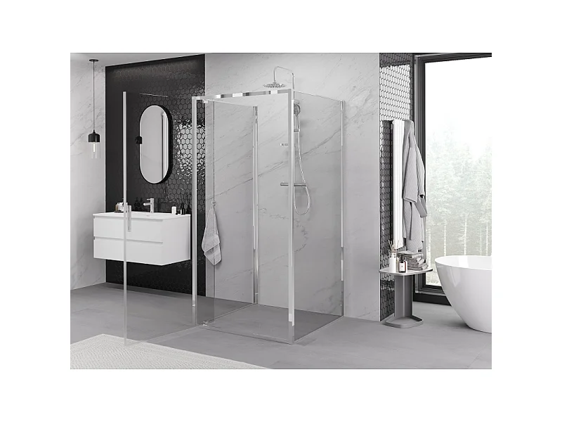 Mexen Exo-3S cabine de douche 3 parois pivotante 85 x 85 cm, transparent, chrome - 8181-085-085-01-00-3S