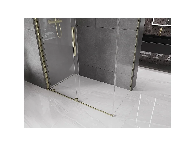 Mexen Velar schuifdouchecabine 150 x 85 cm, transparant, goud - 871-150-085-01-50