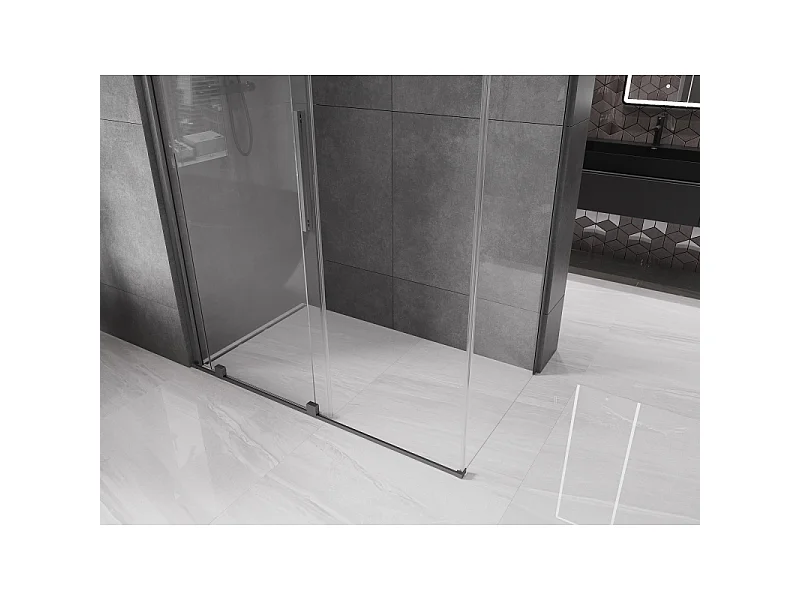 Mexen Velar cabine de douche coulissante 140 x 70 cm, transparent, gris canon brossé - 871-140-070-01-66