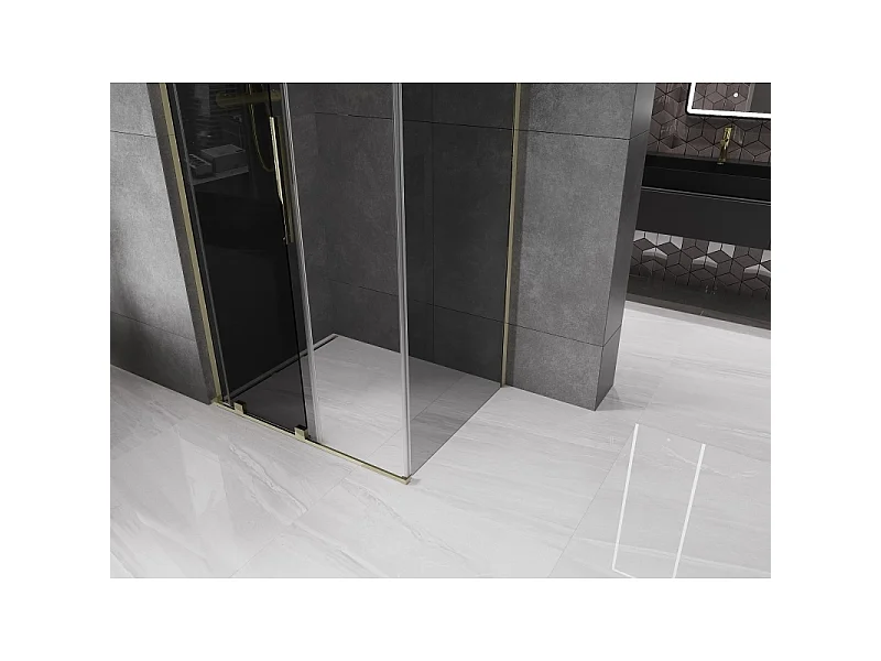 Mexen Velar L drsna prha kabina 100 x 90 cm, grafit, zlata - 871-100-090-43-50