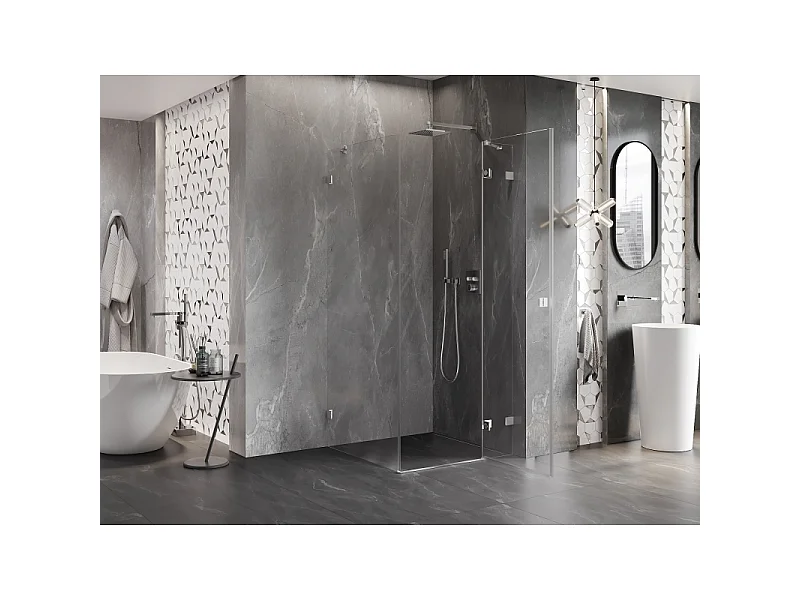 Mexen Lunar højrehængslet brusekabine 90 x 90 cm, transparent, krom - 834-090-090-01-00-P