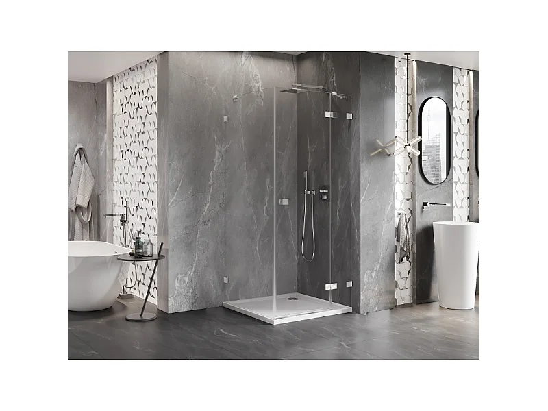 Mexen Lunar højrehængslet brusekabine 90 x 90 cm, transparent, krom - 834-090-090-01-00-P