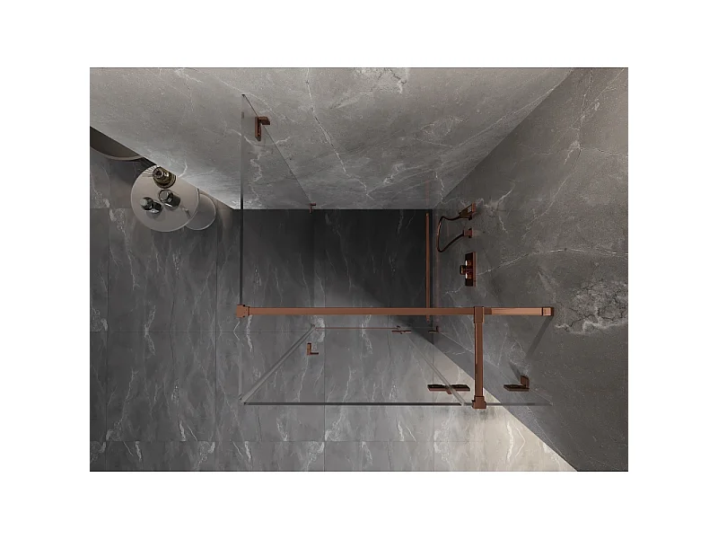Mexen Lunar T Duschkabine rechts öffnend 80 x 80 cm, transparent, Roségold - 834T-080-080-60-00-P
