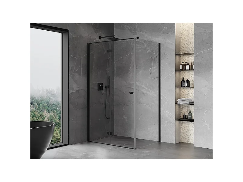 Mexen Mist-F T folding shower cabin left 70 x 85 cm, transparent, black - 8A6T-070-085-70-00-L