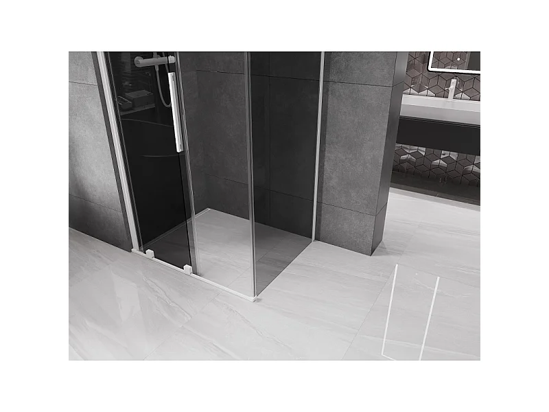 Mexen Velar drsna tuš kabina 100 x 85 cm, grafit, bela - 871-100-085-41-20