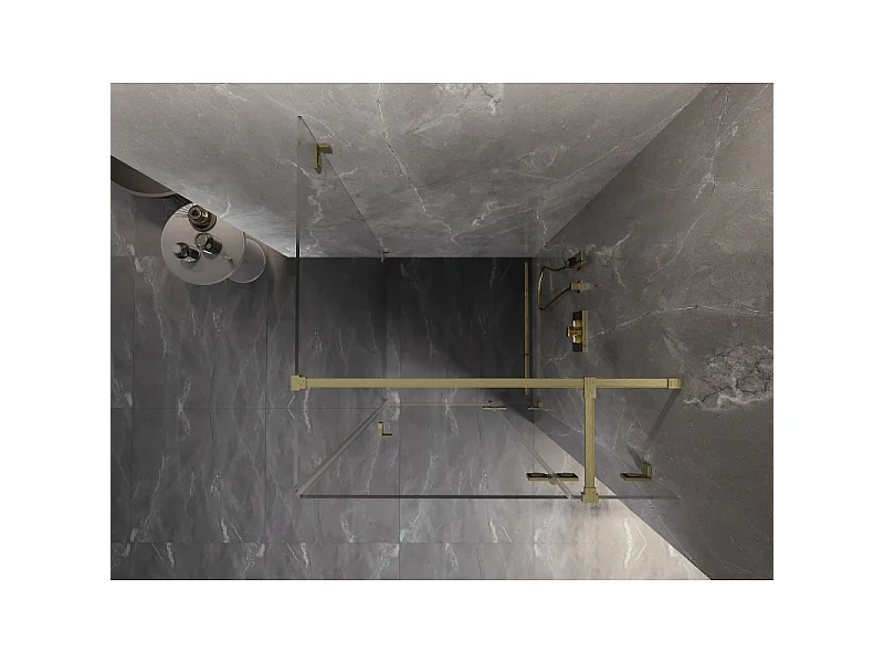 Mexen Lunar T prha tuš kabina desno 100 x 100 cm, prozorna, zlata brušena - 834T-100-100-55-00-P