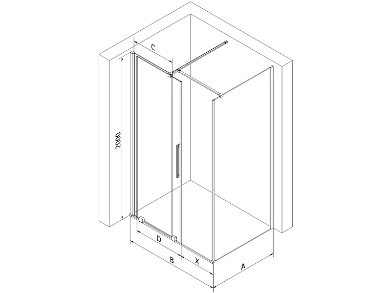 Mexen Velar Duschkabine, verschiebbar, 150 x 85 cm, Graphit, gebürstetes Gold - 871-150-085-41-55