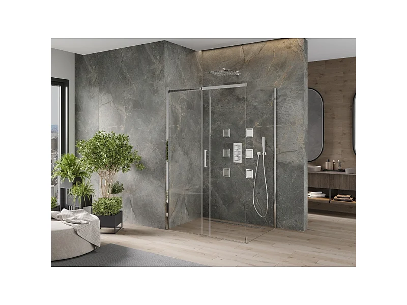 Mexen Omega drsna prha 100 x 90 cm, prozorna, krom - 825-100-090-01-00