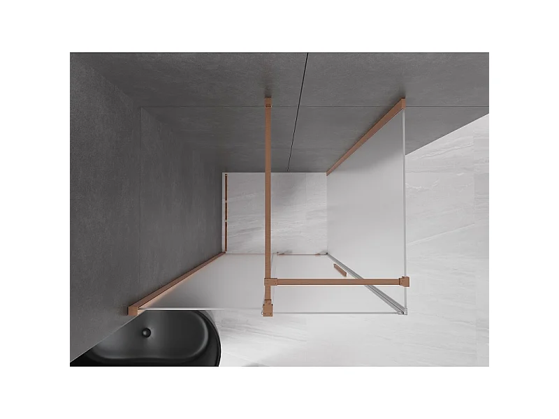 Mexen Velar schuifdouchecabine 110 x 80 cm, matglas, geborsteld koper - 871-110-080-31-65