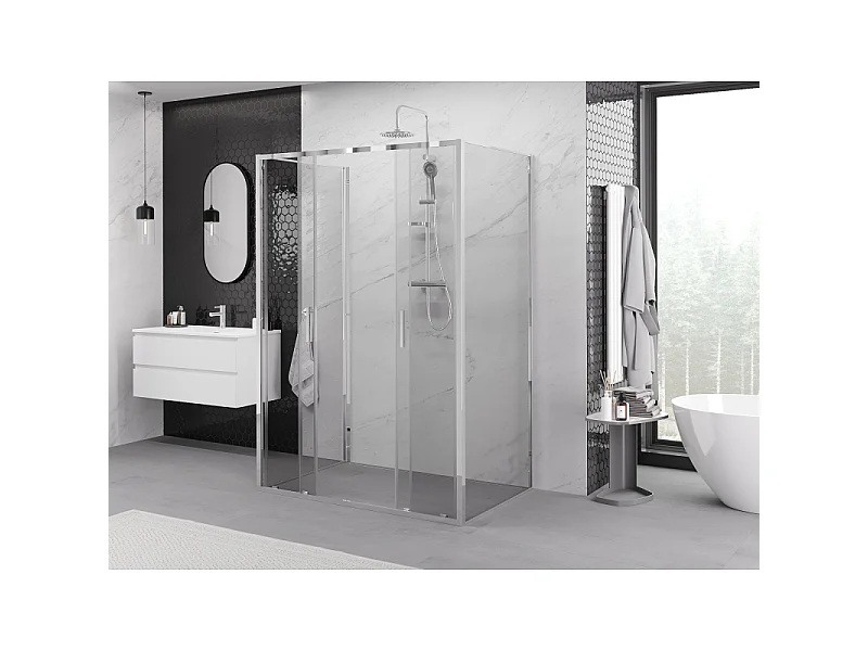 Mexen Exo-3S 3-sidet skydedør brusekabine 150 x 90 cm, transparent, krom - 8152-150-090-01-00-3S