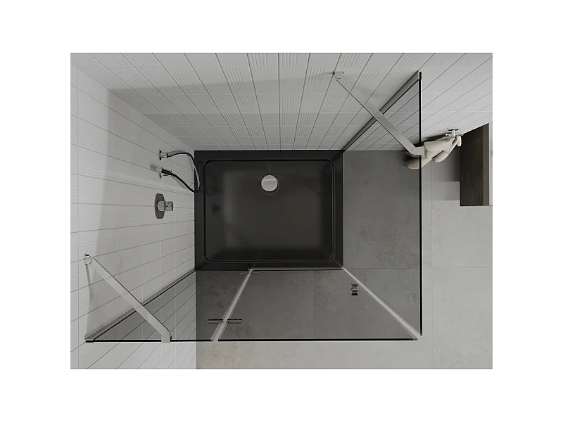 Mexen Roma cabine de douche à battant 100 x 90 cm, graphite, chrome + receveur de douche Flat, noir - 854-100-090-01-40-4070