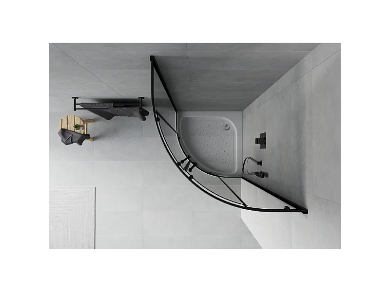 Mexen Rio halve ronde douchecabine 70 x 70 cm, grafiet, zwart + douchebak, wit - 863-070-070-70-40-4710