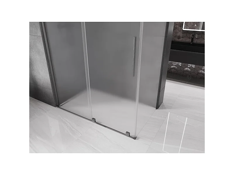 Mexen Velar schuifbare douchecabine 160 x 85 cm, ijs, geborsteld gun gray - 871-160-085-31-66