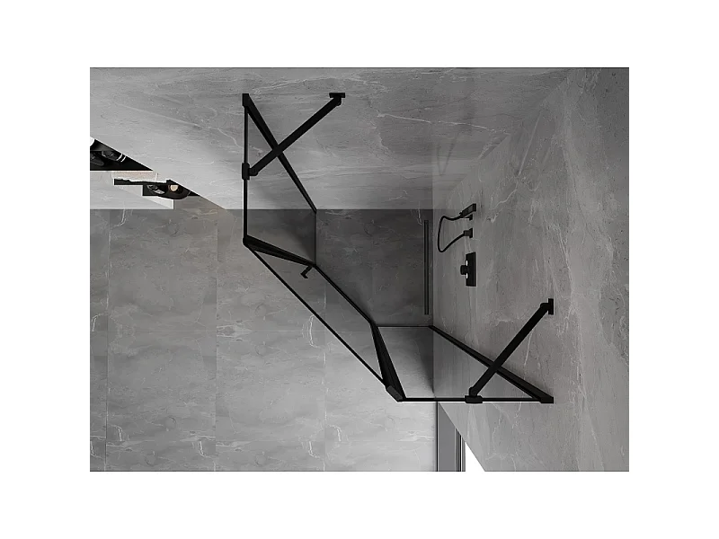 Mexen Mist pentagonal shower cabin right-hinged 80 x 80 cm, black frame, black - 8A8-080-080-70-70-P