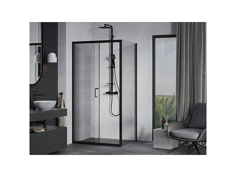 Mexen Apia Schiebeduschkabine 140 x 70 cm, transparent, schwarz - 840-140-070-70-00