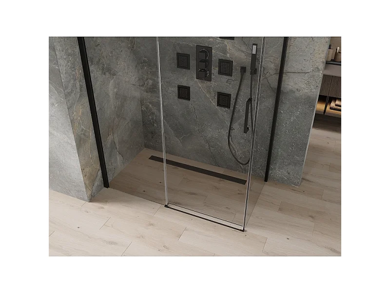 Mexen Omega cabine de douche coulissante 130 x 70 cm, transparente, noire - 825-130-070-70-00