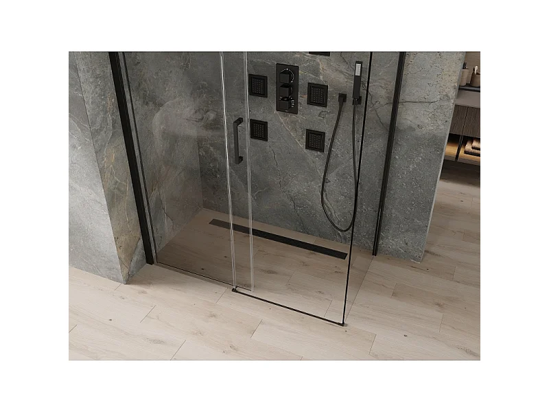 Mexen Omega cabine de douche coulissante 130 x 70 cm, transparente, noire - 825-130-070-70-00