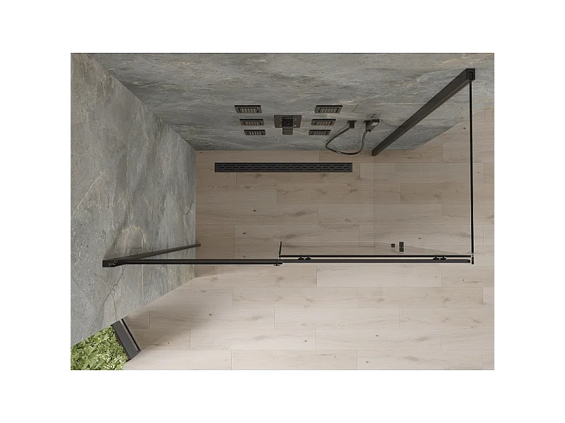 Mexen Omega cabine de douche coulissante 130 x 70 cm, transparente, noire - 825-130-070-70-00