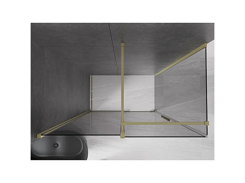 Mexen Velar schuifdouchecabine 160 x 80 cm, grafiet, geborsteld goud - 871-160-080-41-55