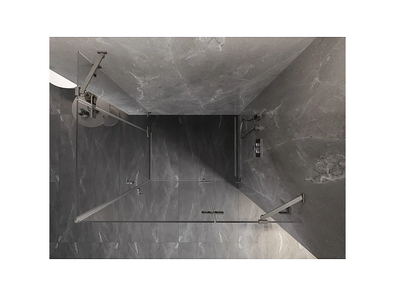 Mexen Lunar Duo kabina za prhanje z desnimi vrati 100 x 80 cm, prozorna, krtačeni nikelj - 834-100P-080L-97-00