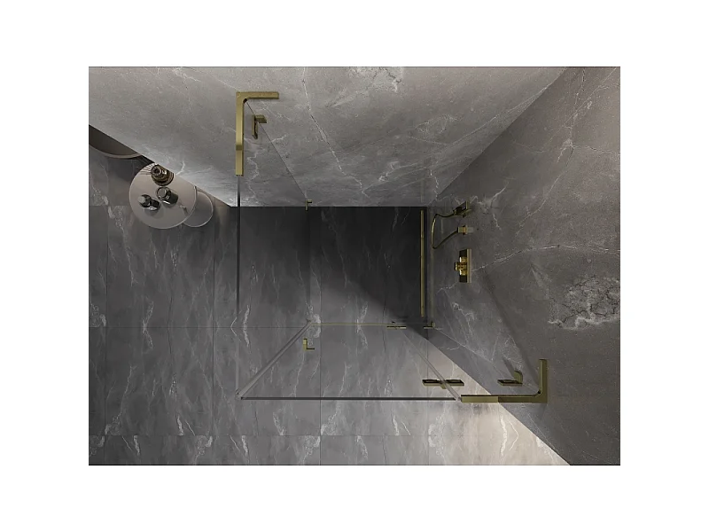 Mexen Lunar L hængslet brusekabine højre 80 x 80 cm, transparent, guld - 834L-080-080-50-00-P