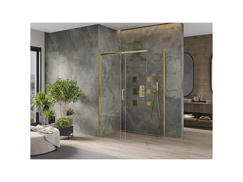 Mexen Omega Schiebedusche 120 x 90 cm, transparent, gold - 825-120-090-50-00