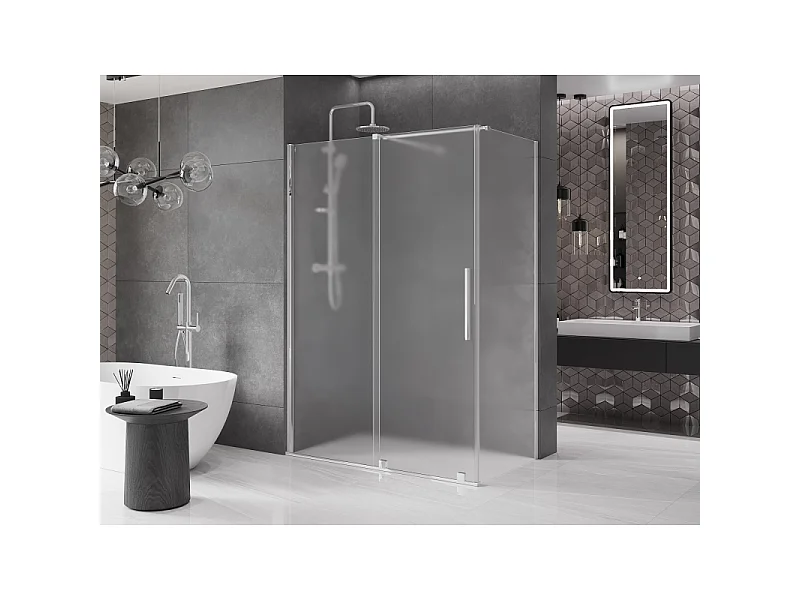 Mexen Velar schuifdouchecabine 140 x 70 cm, matglas, chroom - 871-140-070-31-01