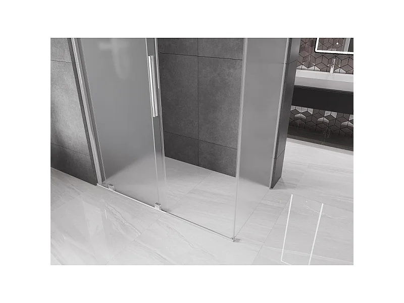 Mexen Velar schuifdouchecabine 140 x 70 cm, matglas, chroom - 871-140-070-31-01