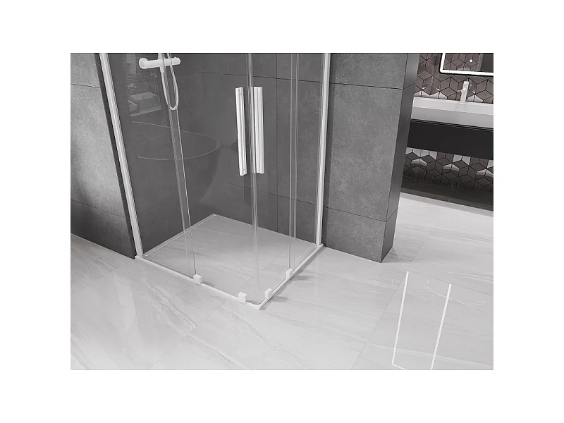 Mexen Velar Duo Schiebeduschkabine 100 x 90 cm, transparent, weiß - 871-100-090-02-20