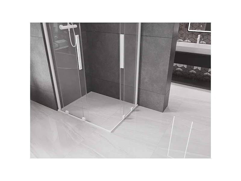 Mexen Velar Duo Schiebeduschkabine 100 x 90 cm, transparent, weiß - 871-100-090-02-20