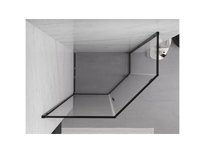 Mexen Exo vijfhoekige douchecabine scharnierend 100 x 80 cm, transparant, zwart - 812-100-080-70-00