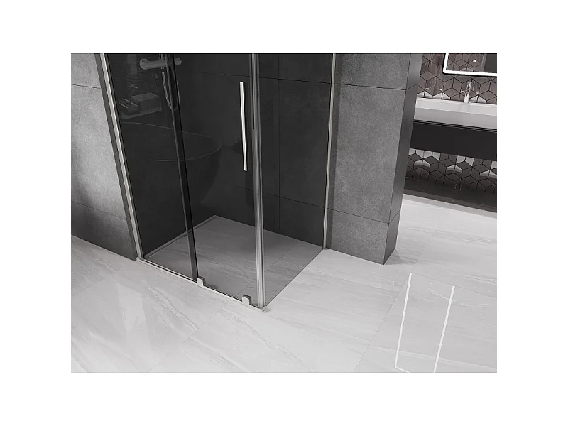 Mexen Velar schuifdouchecabine 90 x 75 cm, grafiet, geborsteld nikkel - 871-090-075-41-97