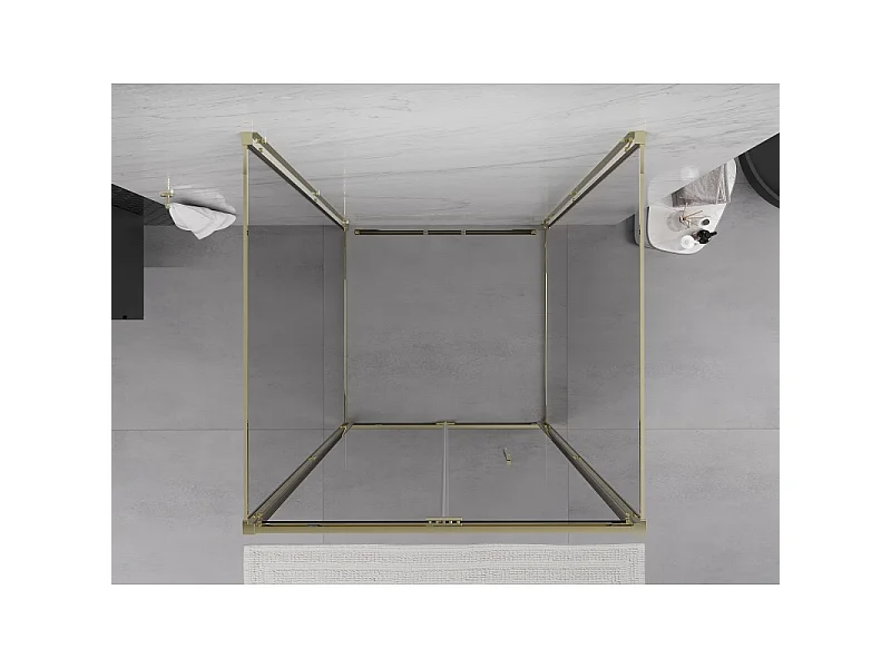 Mexen Exo-3S cabine de douche 3 parois pliante 70 x 70 cm, transparente, or - 816-070-070-50-00-3S