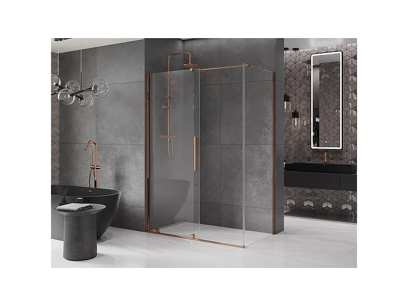 Mexen Velar Schiebeduschkabine 130 x 75 cm, transparent, Roségold - 871-130-075-01-60