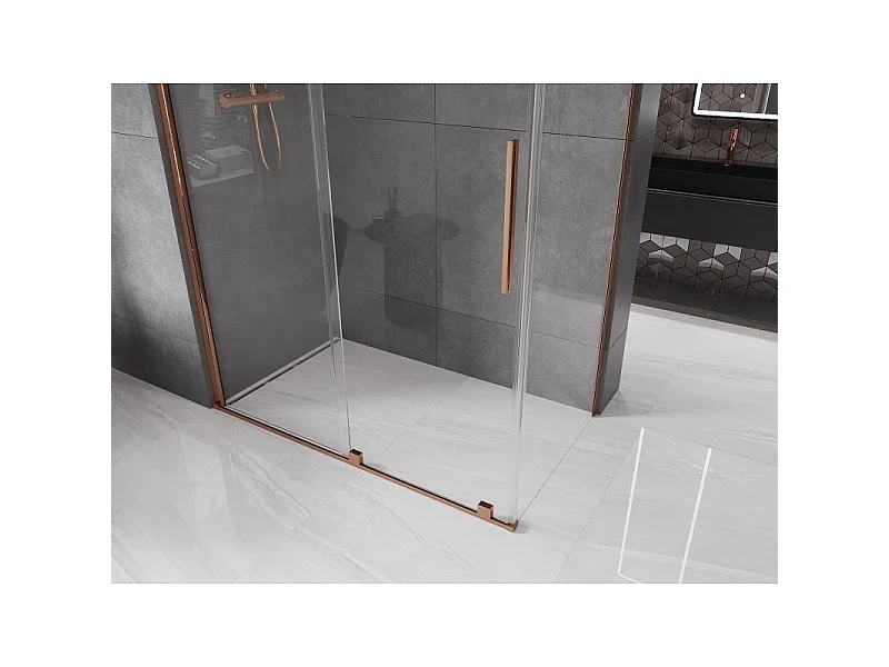Mexen Velar Schiebeduschkabine 130 x 75 cm, transparent, Roségold - 871-130-075-01-60