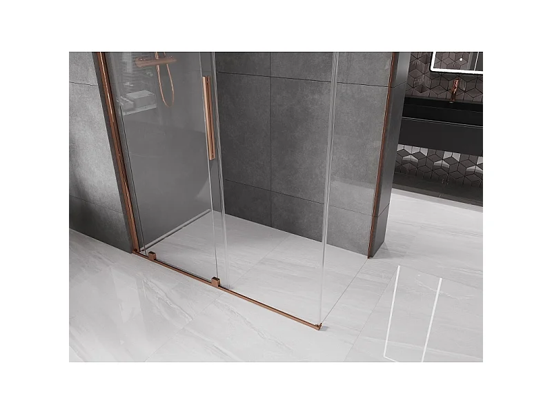 Mexen Velar Schiebeduschkabine 130 x 75 cm, transparent, Roségold - 871-130-075-01-60