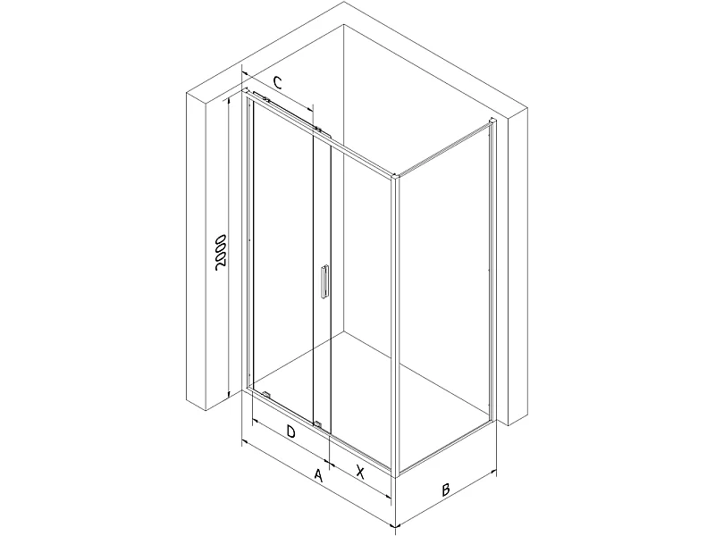 Mexen Exo Schiebeduschkabine 115 x 90 cm, transparent, Chrom - 8151-115-090-01-00