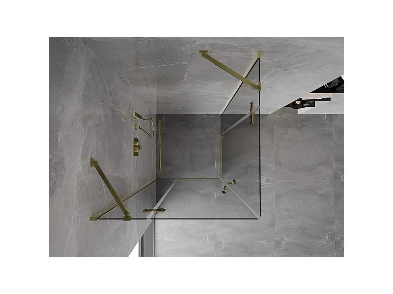 Mexen Mist-H Duo douchecabine scharnierend 115 x 115 cm, transparant, goud - 8A5-115L-115P-50-00