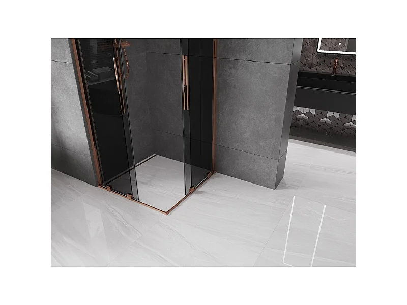 Mexen Velar Duo schuifdouchecabine 80 x 80 cm, grafiet, roze goud - 871-080-080-42-60
