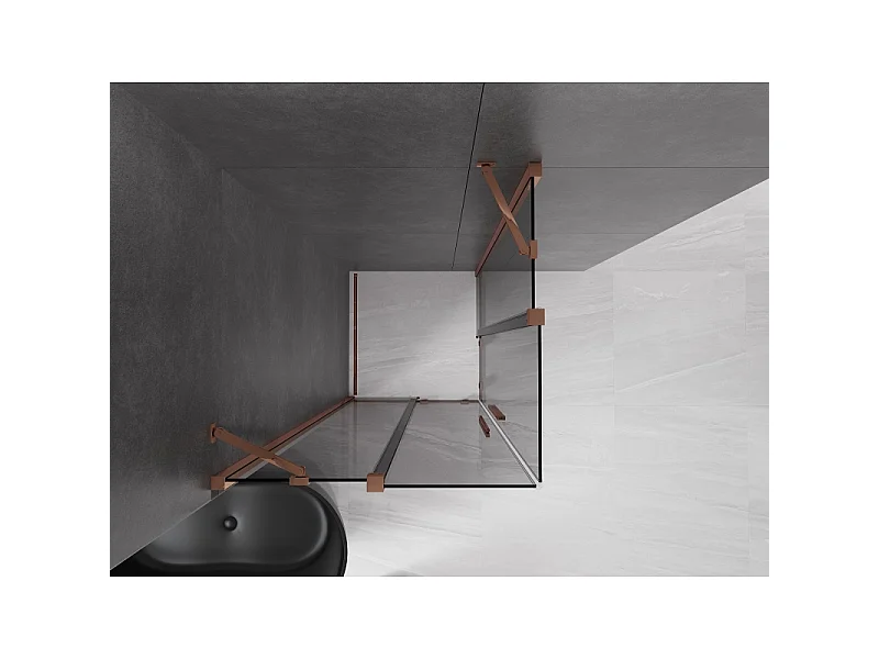 Mexen Velar Duo schuifdouchecabine 80 x 80 cm, grafiet, roze goud - 871-080-080-42-60