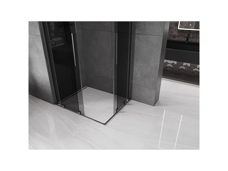 Mexen Velar Duo Schiebeduschkabine 90 x 80 cm, Graphit, gebürstet Gun Gray - 871-090-080-42-66