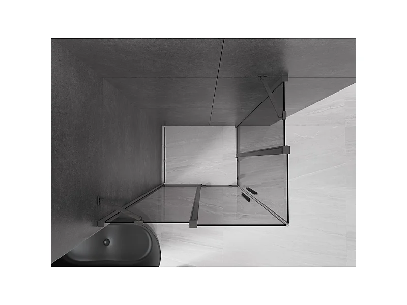 Mexen Velar Duo Schiebeduschkabine 90 x 80 cm, Graphit, gebürstet Gun Gray - 871-090-080-42-66