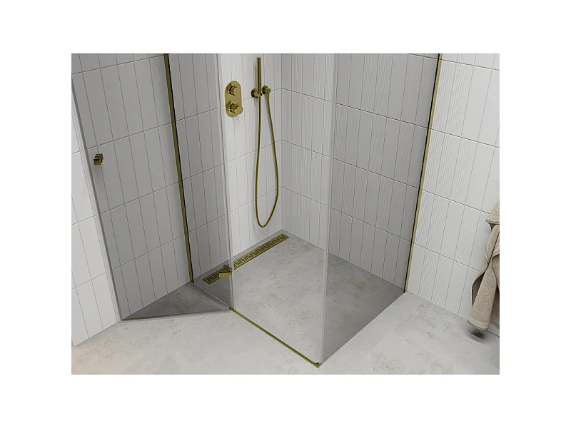 Mexen Roma schuifdeur douchecabine 110 x 80 cm, transparant, goud - 854-110-080-50-00