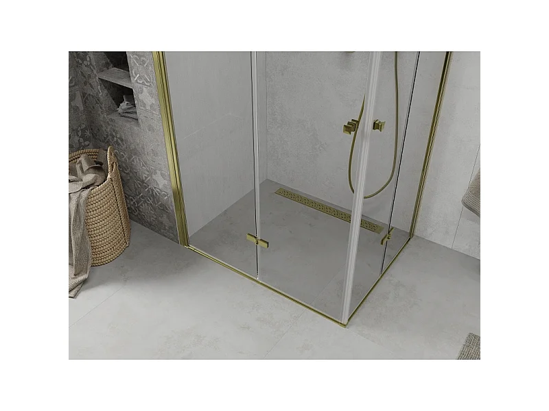 Mexen Lima Duo cabina doccia pieghevole 80 x 70 cm, trasparente, oro - 856-080-070-50-00-02